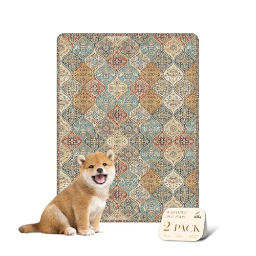 Washable Pee Pads for Dogs (18x24 Inch (Pack of 2) / Cream/Multi)