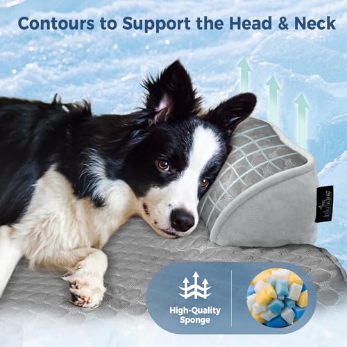 Large Dog Cooling Bed for Sofa (Cooling Grey / 41"L x 37"W x 5"Th)