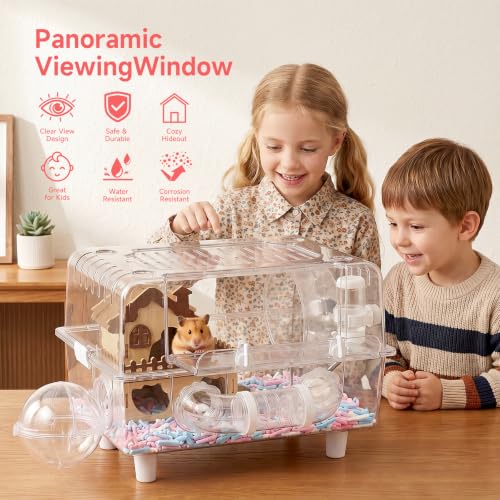 Hamster Cage 8 in 1 PET Transparent Habitat with All Accessories (Transparent)