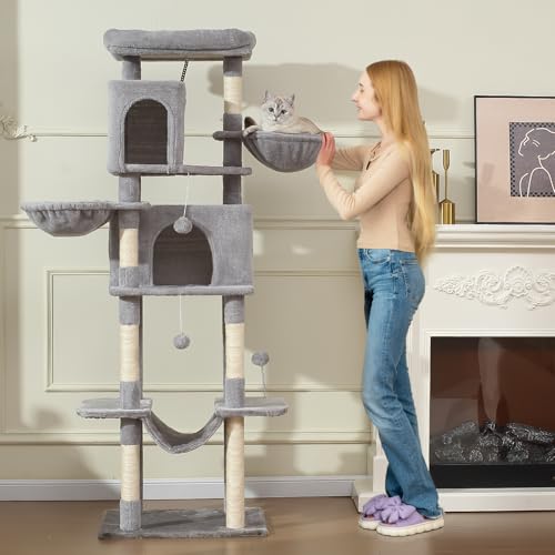 70 Inch Cat Tree (Light Grey)
