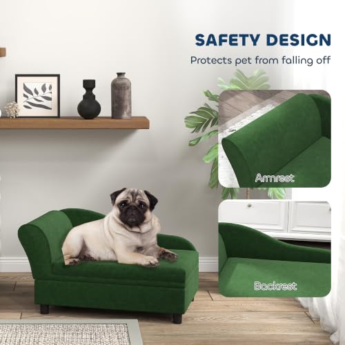 Luxury Fancy Dog Couch with Hidden Storage (Green)