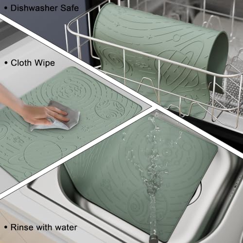 Galaxy Pet Feeding Mat (18.9"L x 11.8"W / Sage Green)