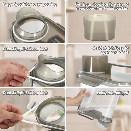 5 7Lbs Dog Cat Food Storage Container with Upgraded Large Nozzle BPA (Clear Brown / 5L-1pack)