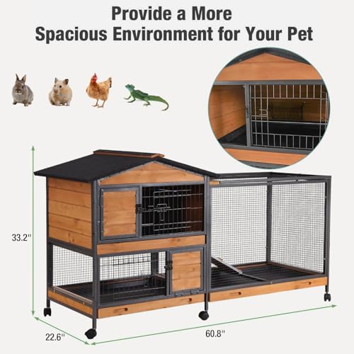Indoor Rabbit Hutch with Metal Frame & Pull (Orange)