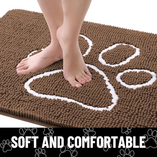 Dog Door Mat for Muddy Paws (30"X20" / Coffee and White)