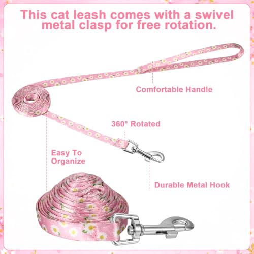 2 Pack Floral Cat Harness and Leash (Floral Pink Green)