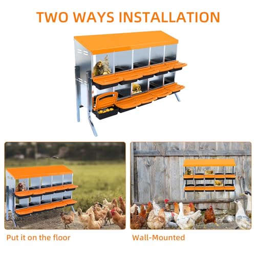 Chicken Nesting Boxes (56.7"L x 17.5"W x 10.8"H / Orange)