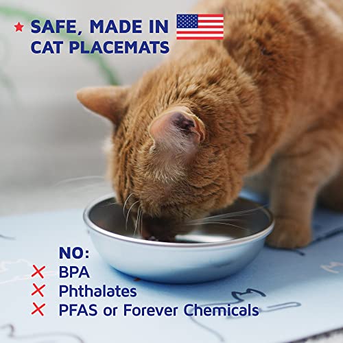 Cat Feeding Mat by Americat for Cat Food & Water Bowls