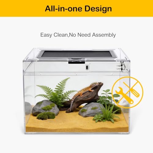 Reptile Tank 7 Piece Starter Kit with Escape Proof Locking Lid XL (XLarge(19.5x9.4x10.5IN))