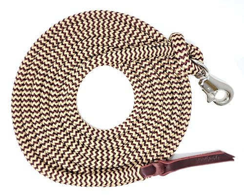 14FT Lead Rope with NP Snap (Burgundy with Beige / 14 ft. Nickel Trigger Snap)