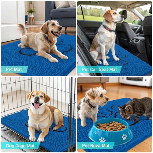 Dog Door Mat for Muddy Paws 35x16 (Deep Navy Blue / 48" X 30")