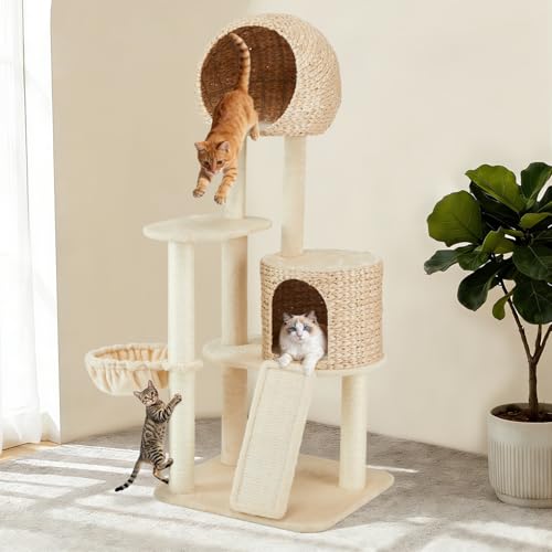 60.2" Tall Natural Handwoven Rattan Cat Tree (60.2inch)