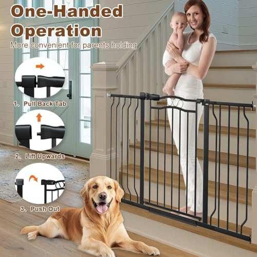 53.1 62.2" Extra Wide Baby Gate for Stairs No Drilling (Black / 53.1"-62.6")