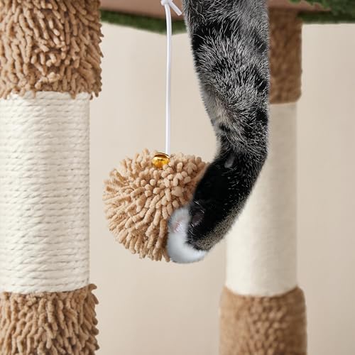 42in Brown Cactus Cat Tree Tower with Scratching Posts and Condo (Brown/Green)