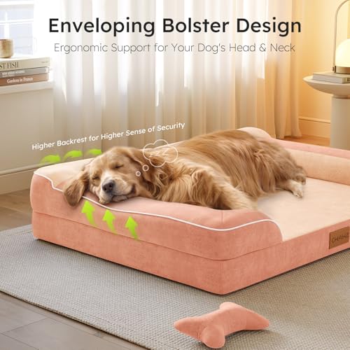 XXL Dog Bed for Extra Large Dogs (Peach Pink / XX-Large(53"L x 42"W x 9.5"Th))