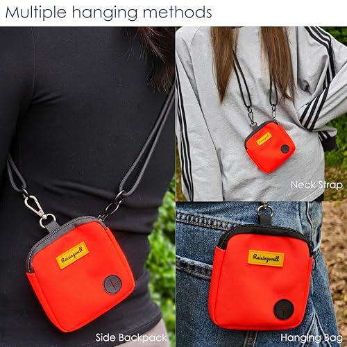 Dog Treat Pouch for Pet Walking and Training with Clicker Poop Bags Small Fanny Zipper Pack Holder for Puppy Snack Dispenser Kit for Leash and Outdoor Use (One Bag / a3.Orange)