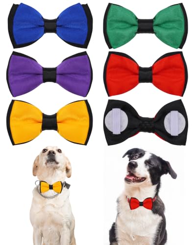 5 Pack Mixed Color Dog Bowties for Large Dogs Slide on Collar (M/L)