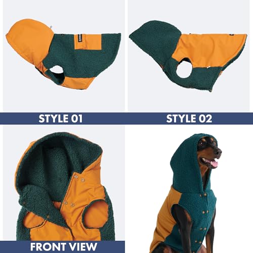 Reversible Dog Hoodie Sweater (Orange and Green / XL)
