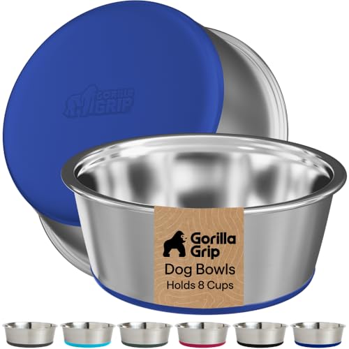 Dog Bowls Food Grade Stainless Steel (Royal Blue / 8 Cup (Set of 2))
