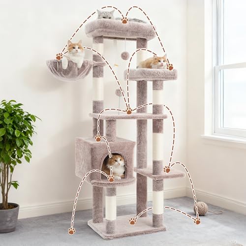 55.1'' Cat Tree Tower for Indoor Cats (55.1 inch / Muchroom)