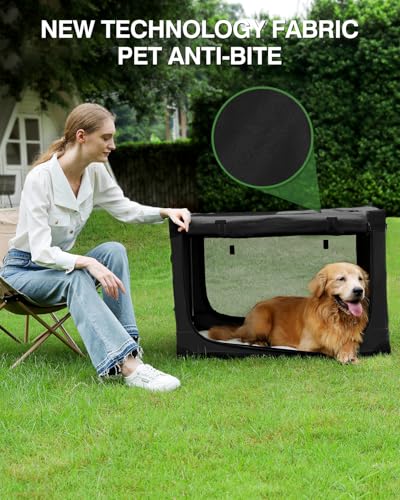 24 x 17 x 17 Inch Collapsible Soft Dog Crate for Dogs Up to 30 lbs (24.0"L x 17.0"W x 17.0"H / Black)