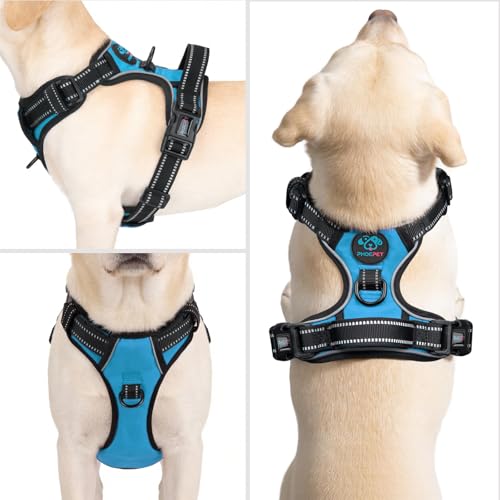 No Pull Dog Harness Medium Reflective Front Clip Puppy Vest (Medium / Blue)