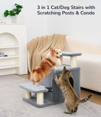 Cat Stairs for Bed (Gray)
