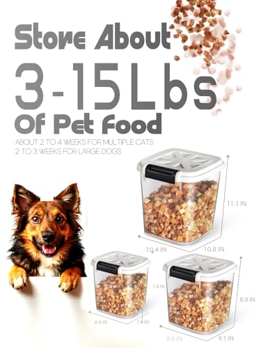 20 lb Stackable Pet Food Storage Containers (20LBS-3Pack-White-2)