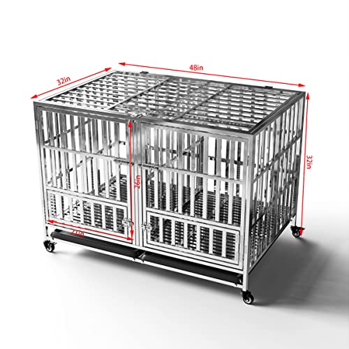 Collapsible Stainless Steel Dog Crate (48.0"L x 32.0"W x 32.0"H)