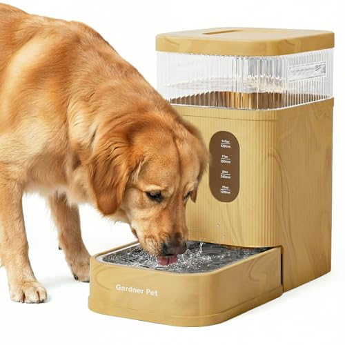 2.2 Gallon Automatic Dog Water Dispenser with Stainless Steel Bowl (Brown / 2.2 Gallon)