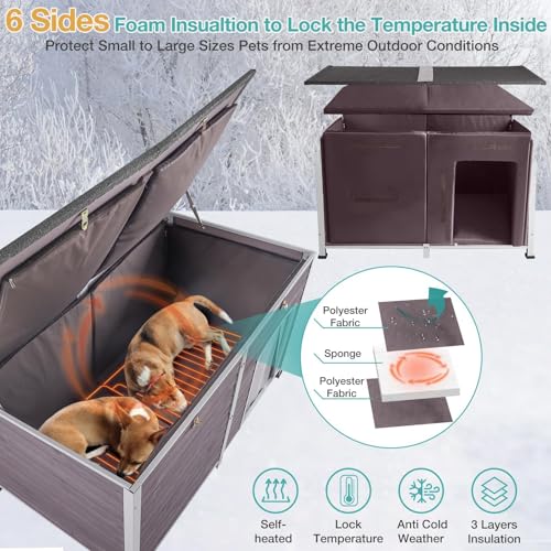 59" Extra Large Outdoor Dog House with Insulated Liner