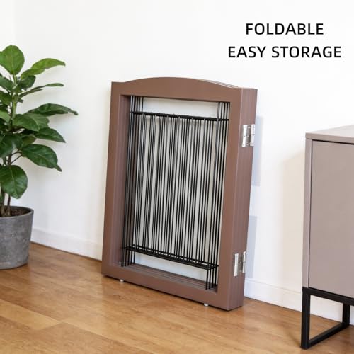 Freestanding Dog Fence Indoor (Brown / 【6 Panels】120''w x 32''h)