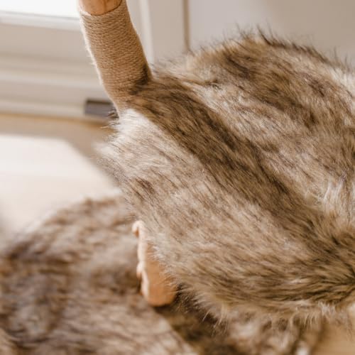 Mau Modern Wood Cat Tree Tower with Scratching Post (Brown)