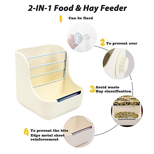 Rabbit Hay Food Bin Feeder and Bunny Water Bottle Set (WHITE / Large)