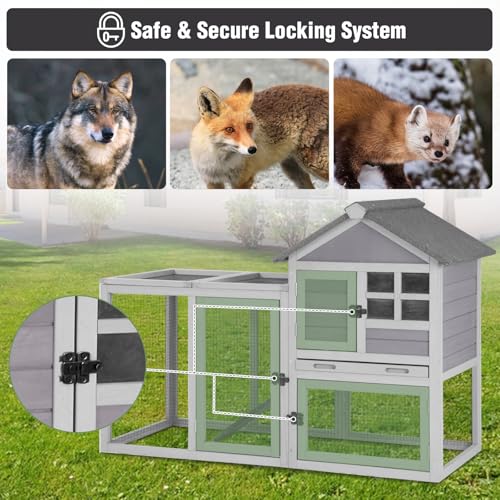 Large Rabbit Hutch Outdoor Indoor (Grey-XZ7002)