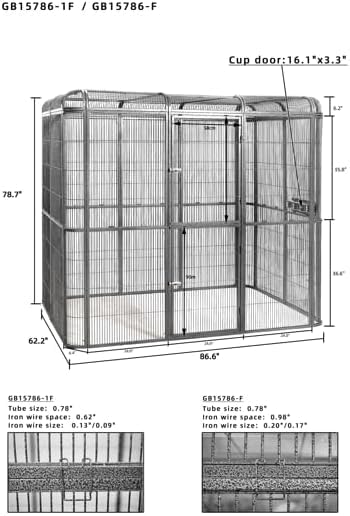 Walk in Bird Aviary Cage Parrot Macaw Reptile Dog H79xW86xD62 Flight Cage