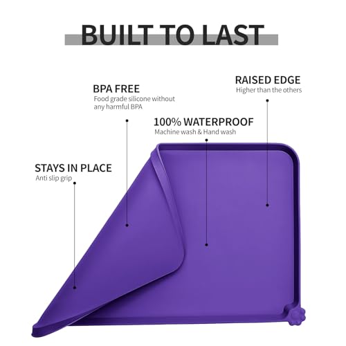 Silicone Pet Feeding Mat (Purple / 28" x 18")