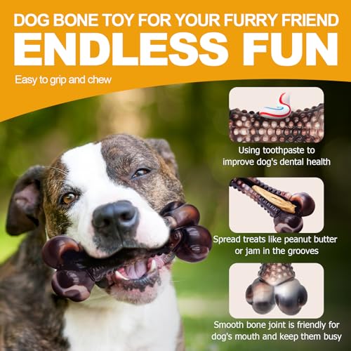 Dog Chew Toys for Aggressive Chewers (Real Bacon&Beef)