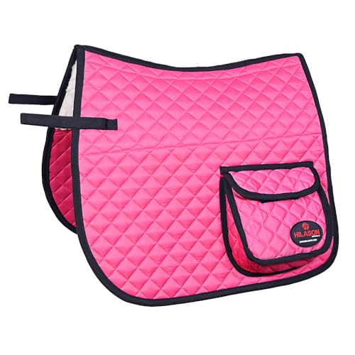 Western Horse Luxury Quilted Saddle Pads with Pockets (Pink)