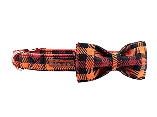 Fall Dog Collar with Bow (Fall Plaid / Large (Pack of 1))