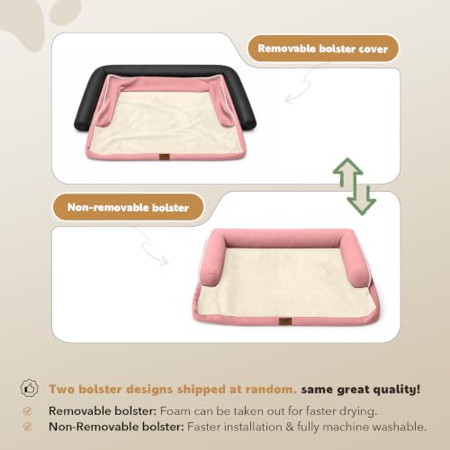Orthopedic Comfy Pet Sofa Dog Bed with Bolster for Small Dogs Cats (24.0"L x 18.0"W x 6"Th / Pink)