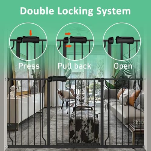 52.76 62.2" Extra Wide Pressure Mounted Baby Gate 30" Tall Black (Black / 52.76-62.2"/134-158cm)