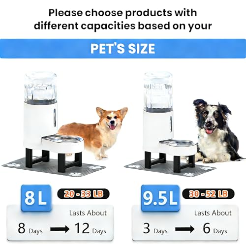 Gravity Dog Water Bowl Dispenser (White / 9.5L+Stand+Mat)