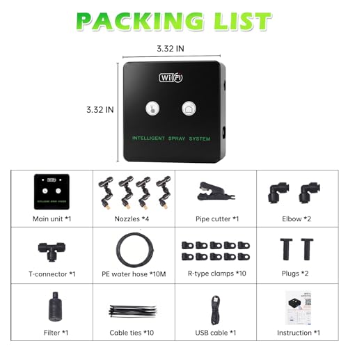 Smart Reptile Mister Automatic Mister System for Reptile Tank APP WiFi Remote Control Reptile Humidifier Fogger for Aquarium Terrariums with 360°Adjustable Misting Nozzles for Frog Lizard Amphibians (4 Nozzles)