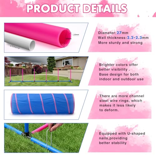 Dog Agility Course Backyard Set (Pink-15 PCS SET)