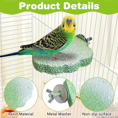 3PCS Bird Beak Grinding Stone Resin Bird Perch Stand Grinding Claw Birds Cage Perch Parrot Climbing Chewing Toys Parakeet Cage Accessories for Budgies Cockatiels Conures