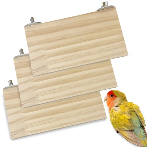 Bird Wood Platform Parrot Perch Stand Parakeet Playground Cage Corner Shelf for Conures Budgies Parakeets Cockatiels Lovebirds 3Pcs (6.3x2.5in,3PCS)