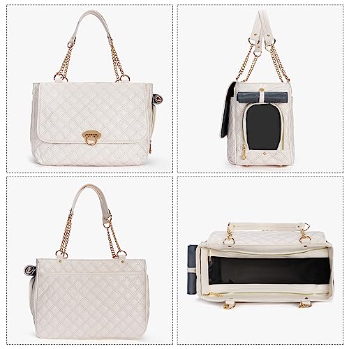 Fashion Pet Carrier Dogs Cat Small Animals Purse Bag (Beige)
