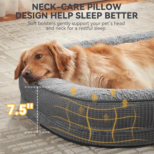 Orthopedic Dog Bed for Extra Large Dogs (Grey / 48"l X 35"w X 7.5"th)