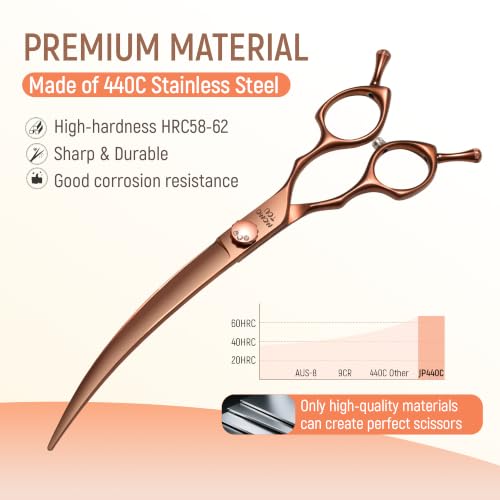 45° Super Curved Dog Grooming Scissors 7.5'' Matte Bronze (Antique Bronze)